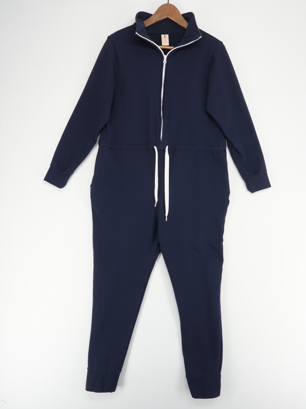 Smash + Tess Romper Womens L Navy Blue Zip Up Drawstring Waist Jogger